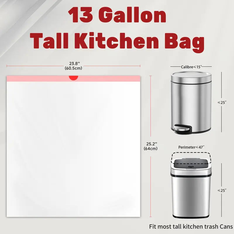 4-13 Gallon Drawstring Trash Bags 100 Count Heavy Duty