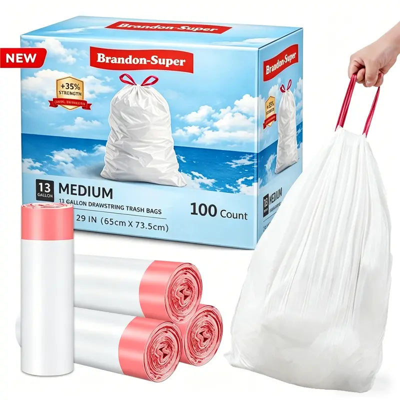 4-13 Gallon Drawstring Trash Bags 100 Count Heavy Duty